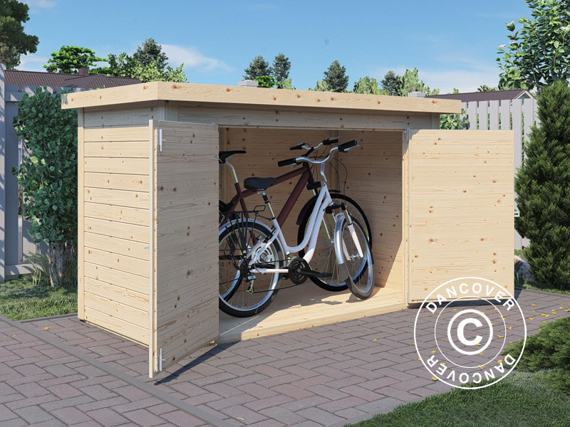 Wooden bike sheds for shelter and safekeeping