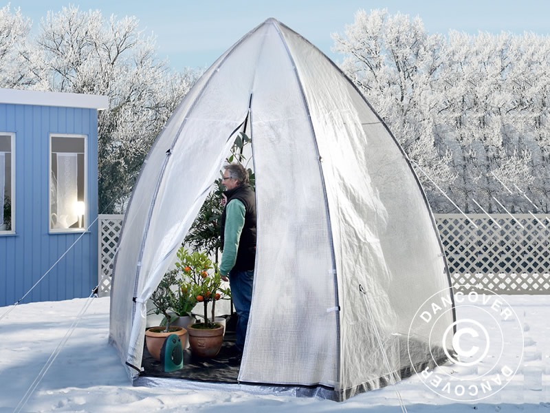 Portable greenhouses and winter protection plant tents will get your potted plants safely through the winter