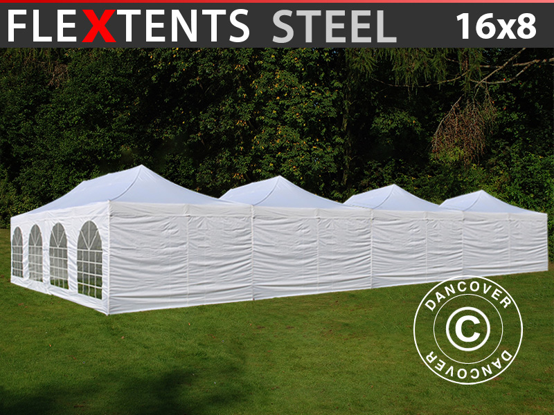 FleXtents Steel pop-up gazebos with 128 m2 for many guests